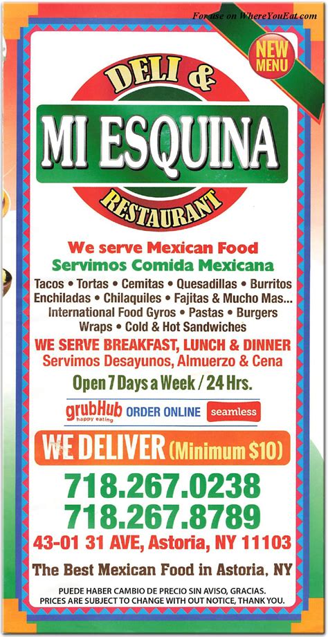 mi esquina deli|Menus for Mi Esquina Deli .